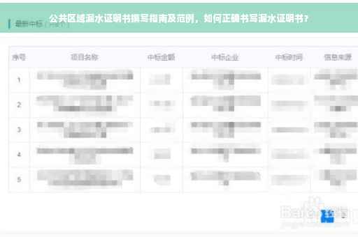 公共区域漏水证明书撰写指南及范例，如何正确书写漏水证明书？