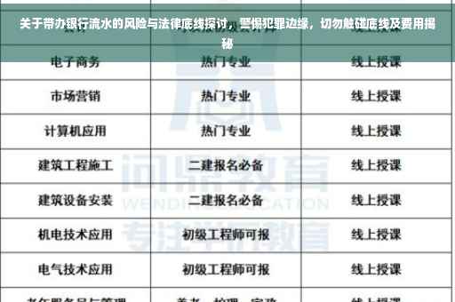 关于带办银行流水的风险与法律底线探讨，警惕犯罪边缘，切勿触碰底线及费用揭秘