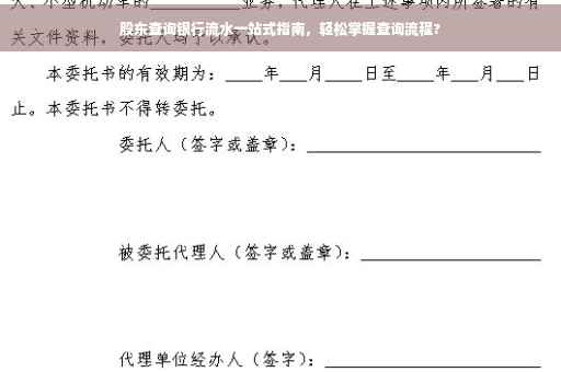 股东查询银行流水一站式指南，轻松掌握查询流程?