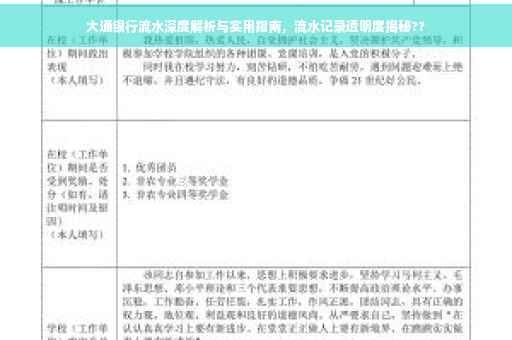 大通银行流水深度解析与实用指南，流水记录透明度揭秘??