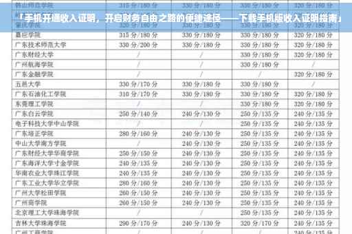 「手机开通收入证明，开启财务自由之路的便捷途径——下载手机版收入证明指南」