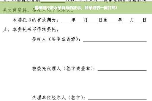 揭秘银行流水单背后的故事，账单细节一网打尽！