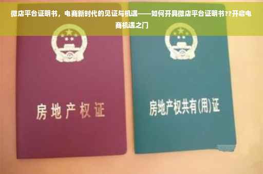 微店平台证明书，电商新时代的见证与机遇——如何开具微店平台证明书??开启电商机遇之门