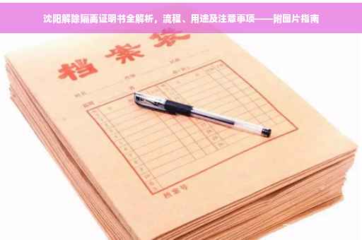 沈阳解除隔离证明书全解析，流程、用途及注意事项——附图片指南