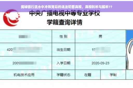 揭秘银行流水中冲账背后的违法犯罪真相，真相剖析与解析??