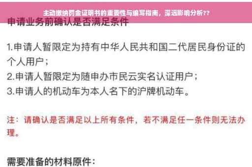 主动缴纳罚金证明书的重要性与编写指南，深远影响分析??