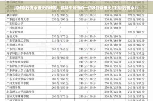 揭秘银行流水当天的秘密，你所不知道的一切及能否当天打印银行流水??