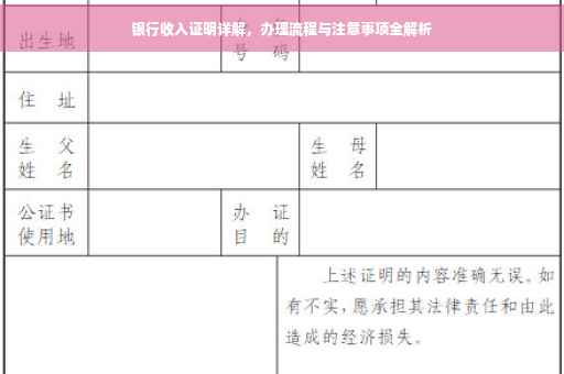 银行收入证明详解，办理流程与注意事项全解析