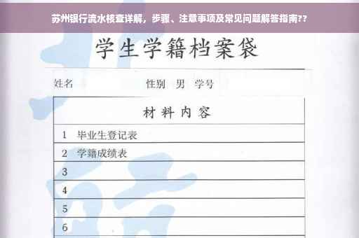 苏州银行流水核查详解，步骤、注意事项及常见问题解答指南??