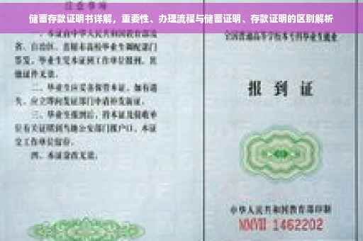 储蓄存款证明书详解，重要性、办理流程与储蓄证明、存款证明的区别解析