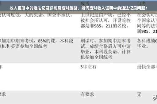 收入证明中的违法记录影响及应对策略，如何应对收入证明中的违法记录问题？