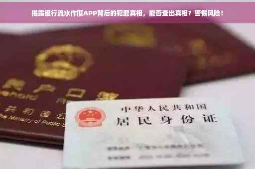 揭露银行流水作假APP背后的犯罪真相，能否查出真相？警惕风险！