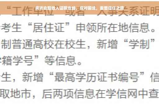 房贷逾期收入证明攻略，应对困境，重塑信任之路