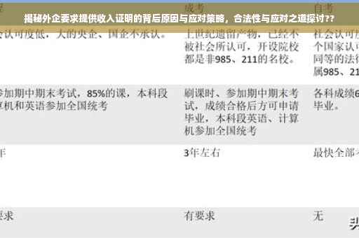 揭秘外企要求提供收入证明的背后原因与应对策略，合法性与应对之道探讨??