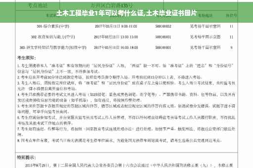 土木工程毕业1年可以考什么证,土木毕业证书图片