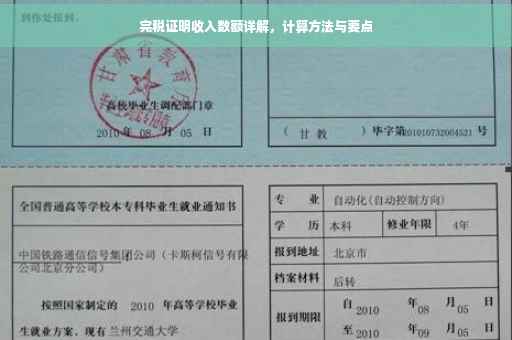 完税证明收入数额详解，计算方法与要点