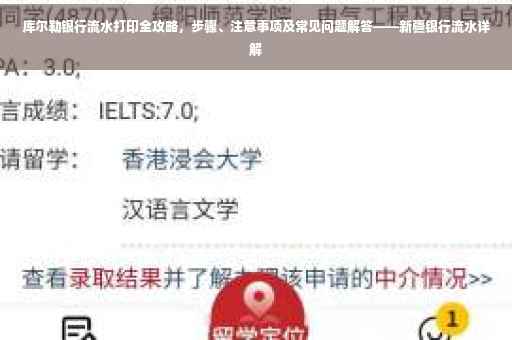 库尔勒银行流水打印全攻略，步骤、注意事项及常见问题解答——新疆银行流水详解