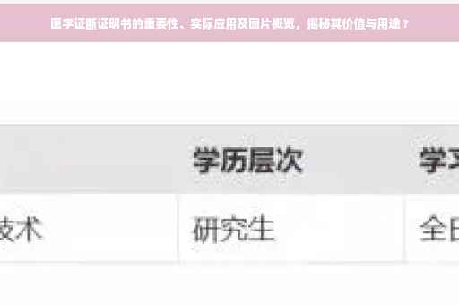 医学证断证明书的重要性、实际应用及图片概览，揭秘其价值与用途 ?