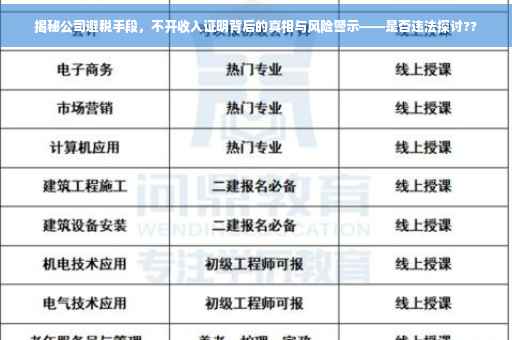 揭秘公司避税手段，不开收入证明背后的真相与风险警示——是否违法探讨??