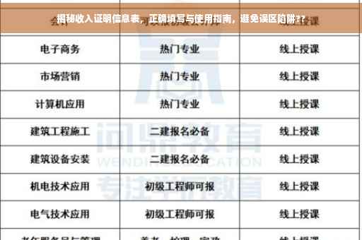 揭秘收入证明信息表，正确填写与使用指南，避免误区陷阱??