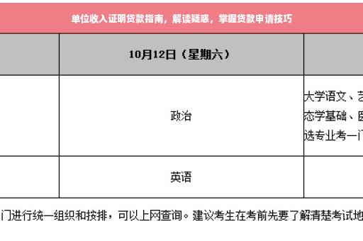 单位收入证明贷款指南，解读疑惑，掌握贷款申请技巧