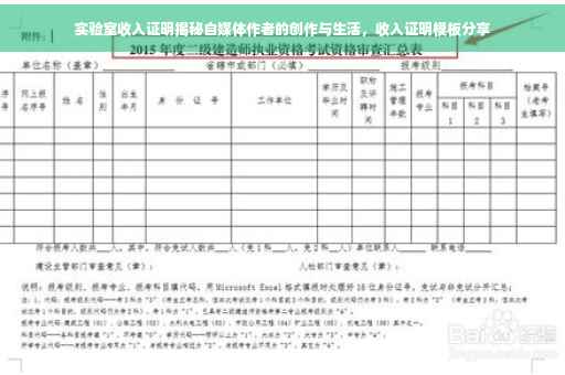 实验室收入证明揭秘自媒体作者的创作与生活，收入证明模板分享