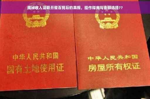 揭秘收入证明开整百背后的真相，操作指南与金额选择??