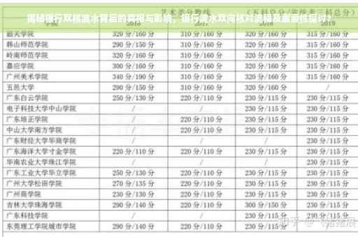 揭秘银行双核流水背后的真相与影响，银行流水双向核对流程及重要性探讨?