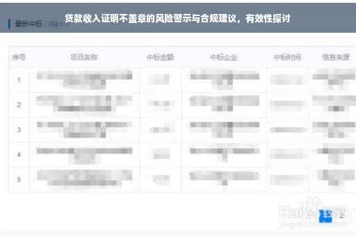 贷款收入证明不盖章的风险警示与合规建议，有效性探讨