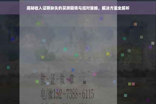 揭秘收入证明缺失的买房困境与应对策略，解决方案全解析