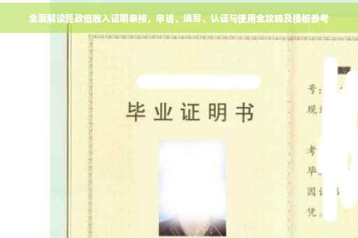 全面解读民政低收入证明表格，申请、填写、认证与使用全攻略及模板参考