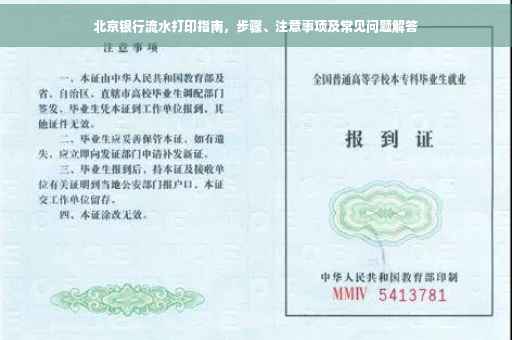 北京银行流水打印指南，步骤、注意事项及常见问题解答