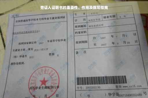 旁证人证明书的重要性、作用及撰写指南