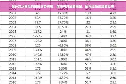 银行流水背后的家庭财务真相，信任与沟通的揭秘，透视离婚边缘的反思