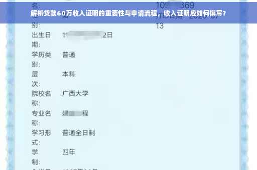 解析贷款60万收入证明的重要性与申请流程，收入证明应如何撰写？