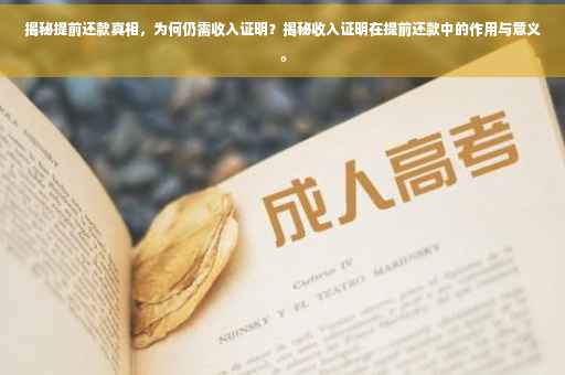 揭秘提前还款真相，为何仍需收入证明？揭秘收入证明在提前还款中的作用与意义。