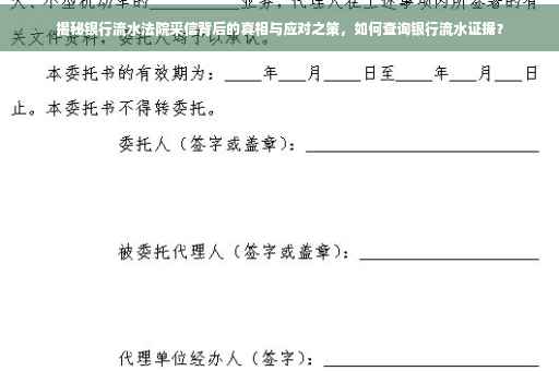 揭秘银行流水法院采信背后的真相与应对之策，如何查询银行流水证据？