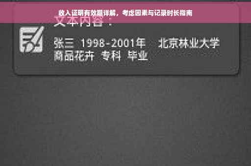 收入证明有效期详解，考虑因素与记录时长指南