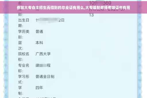 参加大专自主招生而得到的毕业证有用么,大专编制老师考啥证书有用