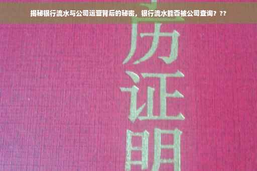 揭秘银行流水与公司运营背后的秘密，银行流水能否被公司查询？??
