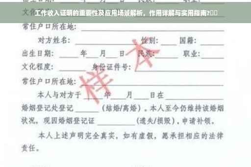 工作收入证明的重要性及应用场景解析，作用详解与实用指南?⚡️