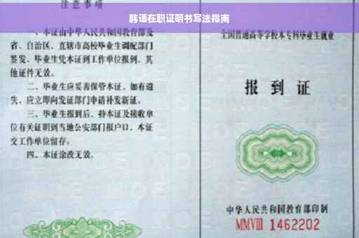 韩语在职证明书写法指南