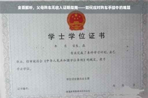全面解析，父母购车无收入证明指南——如何应对购车手续中的难题
