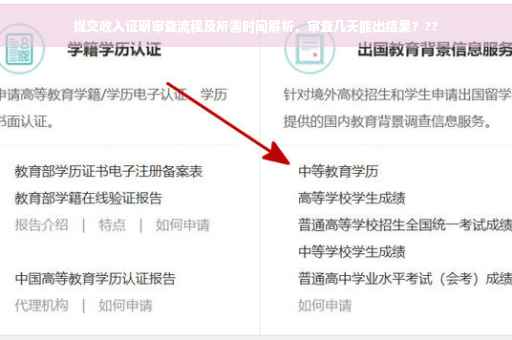 提交收入证明审查流程及所需时间解析，审查几天能出结果？??