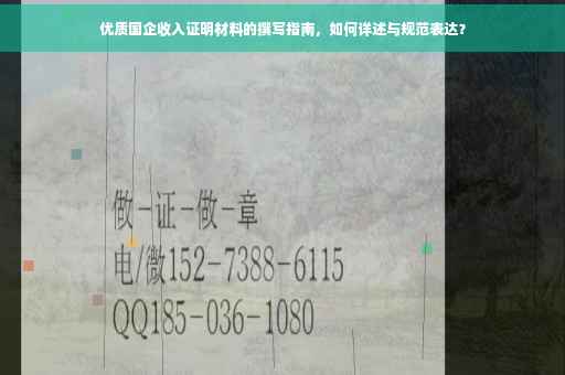 优质国企收入证明材料的撰写指南，如何详述与规范表达？