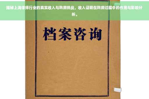 揭秘上海律师行业的真实收入与购房挑战，收入证明在购房过程中的作用与影响分析。