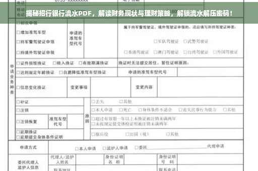 揭秘招行银行流水PDF，解读财务现状与理财策略，解锁流水解压密码！