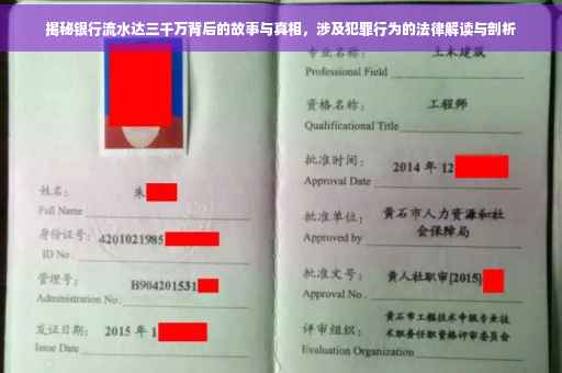 揭秘银行流水达三千万背后的故事与真相，涉及犯罪行为的法律解读与剖析