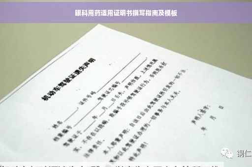 眼科用药适用证明书撰写指南及模板