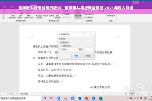 揭秘收入证明背后的故事，百年奋斗与成就成就展 2021年收入概览